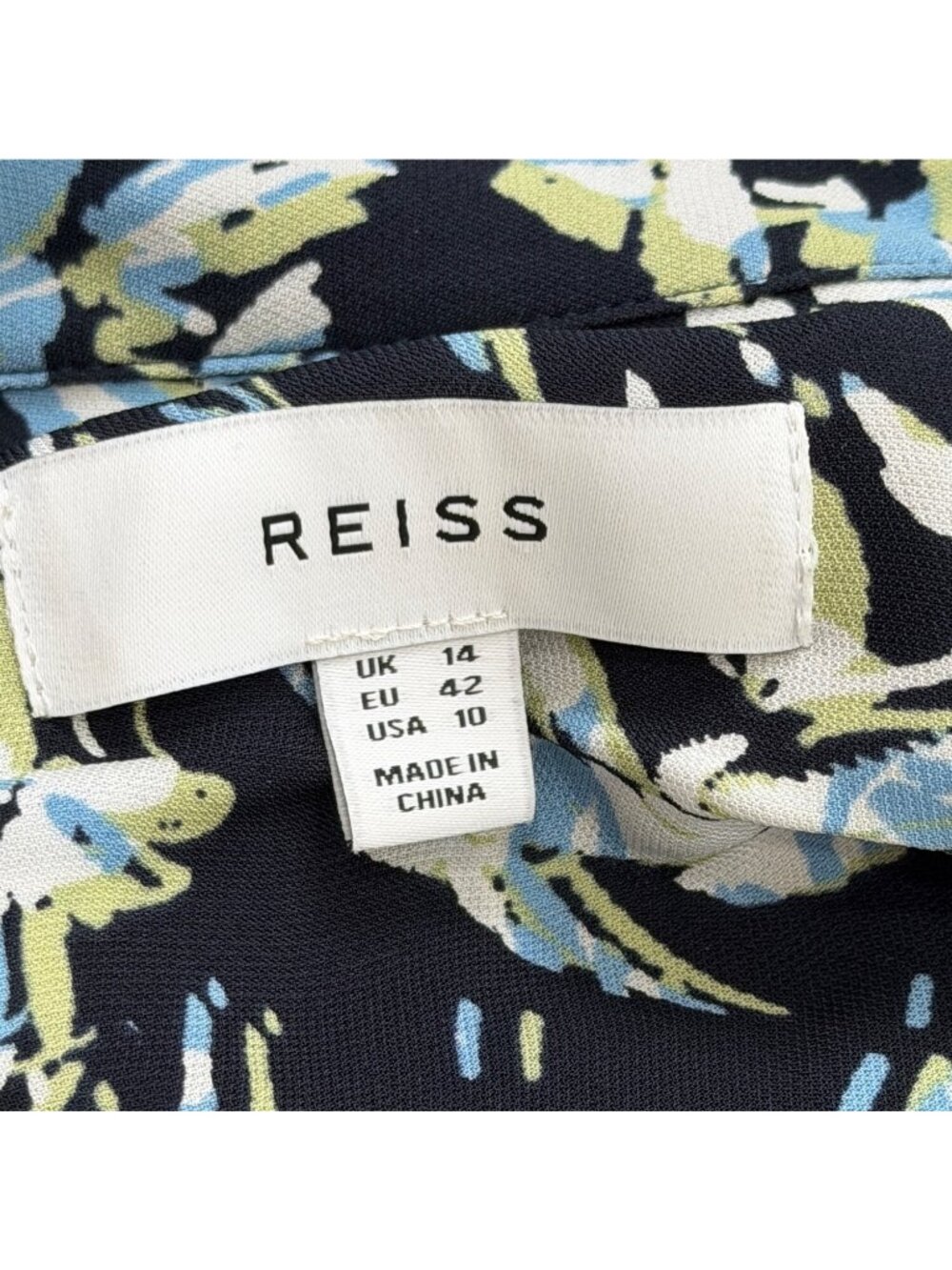 Reiss Womens Size 10 Laura Floral Print Shirt Navy Button-Up Long Sleeves USA - Picture 5 of 8